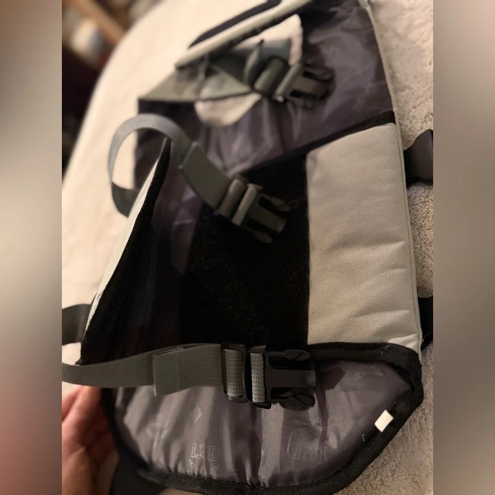 Never used! Gray Dog Life Jacket with Shark Fin